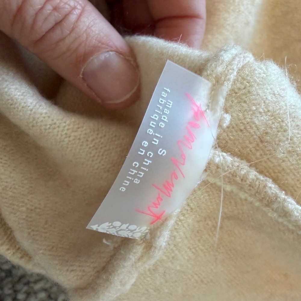 FP Movement SAMPLE Wool Blend Hoodie Womens S Beige Striped Casual Lounge‎ Cozy - Picture 6 of 8